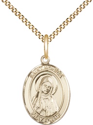 [8079GF/18G] 14kt Gold Filled Saint Monica Pendant on a 18 inch Gold Plate Light Curb chain