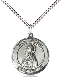 [8079RDSS/18S] Sterling Silver Saint Monica Pendant on a 18 inch Light Rhodium Light Curb chain