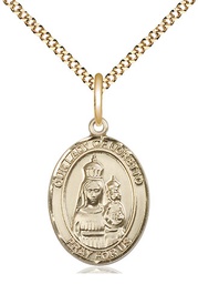 [8082GF/18G] 14kt Gold Filled Our Lady of Loretto Pendant on a 18 inch Gold Plate Light Curb chain