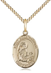 [8085GF/18G] 14kt Gold Filled Saint Bonaventure Pendant on a 18 inch Gold Plate Light Curb chain