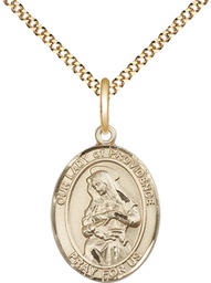 [8087GF/18G] 14kt Gold Filled Our Lady of Providence Pendant on a 18 inch Gold Plate Light Curb chain