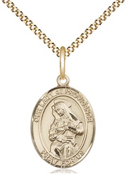 [8087GF/18G] 14kt Gold Filled Our Lady of Providence Pendant on a 18 inch Gold Plate Light Curb chain