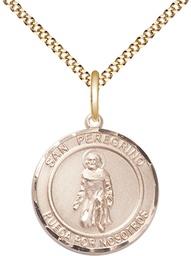 [8088RDSPGF/18G] 14kt Gold Filled San Peregrino Pendant on a 18 inch Gold Plate Light Curb chain