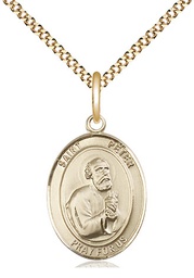 [8090GF/18G] 14kt Gold Filled Saint Peter the Apostle Pendant on a 18 inch Gold Plate Light Curb chain