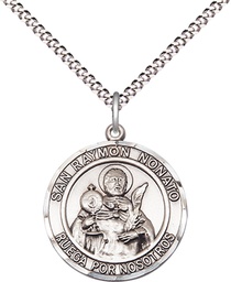 [8091RDSPSS/18S] Sterling Silver San Raymon Nonato Pendant on a 18 inch Light Rhodium Light Curb chain