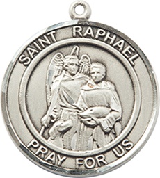 [8092RDSS] Sterling Silver Saint Raphael the Archangel Medal
