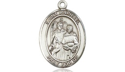 [8092SSY] Sterling Silver Saint Raphael the Archangel Medal - With Box