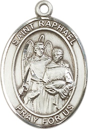 [8092SSY] Sterling Silver Saint Raphael the Archangel Medal - With Box