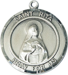 [8094RDSS] Sterling Silver Saint Rita of Cascia Medal