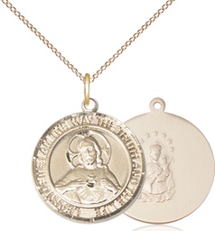 [8098RDGF/18GF] 14kt Gold Filled Scapular Pendant on a 18 inch Gold Filled Light Curb chain