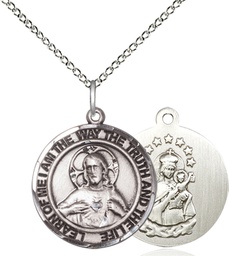 [8098RDSS/18SS] Sterling Silver Scapular Pendant on a 18 inch Sterling Silver Light Curb chain