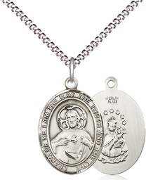 [8098SS/18S] Sterling Silver Scapular Pendant on a 18 inch Light Rhodium Light Curb chain