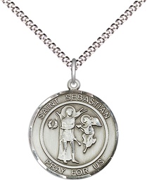 [8100RDSS/18S] Sterling Silver Scapular Pendant on a 18 inch Light Rhodium Light Curb chain