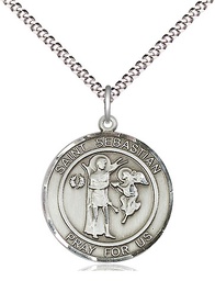 [8100RDSS/18S] Sterling Silver Scapular Pendant on a 18 inch Light Rhodium Light Curb chain