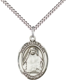 [8103SS/18S] Sterling Silver Saint Edith Stein/ on a 18 inch Light Rhodium Light Curb chain