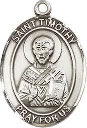 [8105SSY] Sterling Silver Saint Timothy Medal - With Box