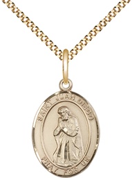 [8111GF/18G] 14kt Gold Filled Saint Juan Diego Pendant on a 18 inch Gold Plate Light Curb chain