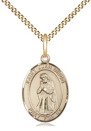 [8111GF/18G] 14kt Gold Filled Saint Juan Diego Pendant on a 18 inch Gold Plate Light Curb chain