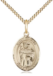 [8113GF/18G] 14kt Gold Filled Saint Casimir of Poland Pendant on a 18 inch Gold Plate Light Curb chain