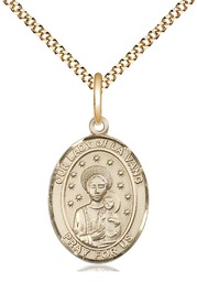 [8115GF/18G] 14kt Gold Filled Our Lady of la Vang Pendant on a 18 inch Gold Plate Light Curb chain