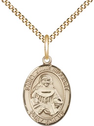[8117GF/18G] 14kt Gold Filled Saint Julie Billiart Pendant on a 18 inch Gold Plate Light Curb chain