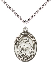 [8117SS/18S] Sterling Silver Saint Julie Billiart Pendant on a 18 inch Light Rhodium Light Curb chain