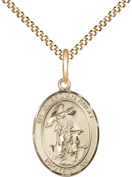 [8118GF/18G] 14kt Gold Filled Guardian Angel Pendant on a 18 inch Gold Plate Light Curb chain