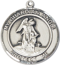 [8118RDSS] Sterling Silver Guardian Angel Medal