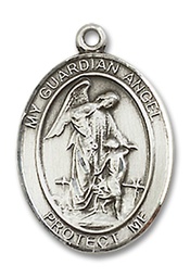 [8118SSY] Sterling Silver Guardian Angel Medal - With Box