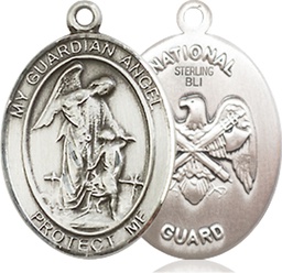 [8118SS5] Sterling Silver Guardian Angel National Guard Medal