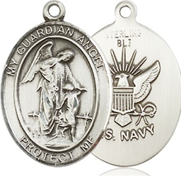 [8118SS6] Sterling Silver Guardian Angel Navy Medal