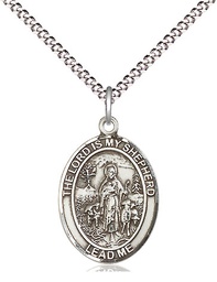 [8119SS/18S] Sterling Silver Lord Is My Shepherd Pendant on a 18 inch Light Rhodium Light Curb chain