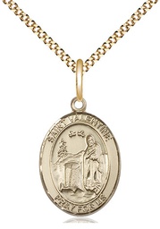 [8121GF/18G] 14kt Gold Filled Saint Valentine of Rome Pendant on a 18 inch Gold Plate Light Curb chain