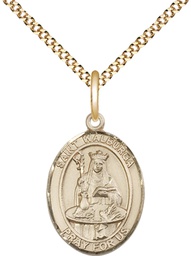 [8126GF/18G] 14kt Gold Filled Saint Walburga Pendant on a 18 inch Gold Plate Light Curb chain