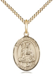 [8126GF/18G] 14kt Gold Filled Saint Walburga Pendant on a 18 inch Gold Plate Light Curb chain