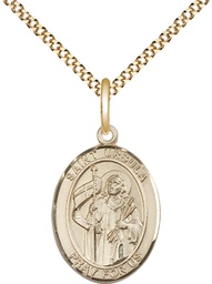 [8127GF/18G] 14kt Gold Filled Saint Ursula Pendant on a 18 inch Gold Plate Light Curb chain