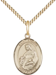 [8128GF/18G] 14kt Gold Filled Saint Agnes of Rome Pendant on a 18 inch Gold Plate Light Curb chain