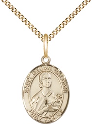 [8130GF/18G] 14kt Gold Filled Saint Gemma Galgani Pendant on a 18 inch Gold Plate Light Curb chain