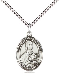 [8130SS/18S] Sterling Silver Saint Gemma Galgani Pendant on a 18 inch Light Rhodium Light Curb chain