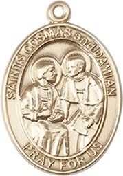 [8132GF] 14kt Gold Filled Saints Cosmas &amp; Damian Medal