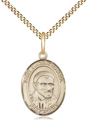 [8134GF/18G] 14kt Gold Filled Saint Vincent de Paul Pendant on a 18 inch Gold Plate Light Curb chain