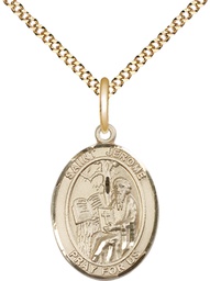 [8135GF/18G] 14kt Gold Filled Saint Jerome Pendant on a 18 inch Gold Plate Light Curb chain