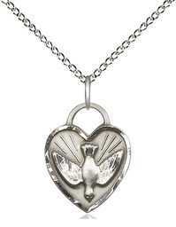 [3405SS/18SS] Sterling Silver Confirmation Heart Pendant on a 18 inch Sterling Silver Light Curb chain