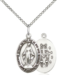 [3985SS/18SS] Sterling Silver Miraculous Pendant on a 18 inch Sterling Silver Light Curb chain
