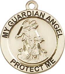 [4053KT] 14kt Gold Guardian Angel Medal