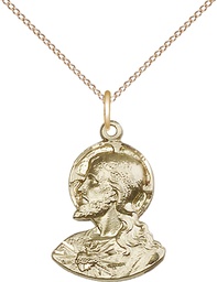 [4117GF/18GF] 14kt Gold Filled Head of Christ Pendant on a 18 inch Gold Filled Light Curb chain