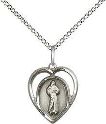 [4119SS/18SS] Sterling Silver Divine Mercy Pendant on a 18 inch Sterling Silver Light Curb chain