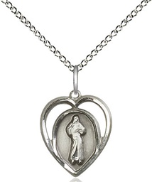 [4119SS/18SS] Sterling Silver Divine Mercy Pendant on a 18 inch Sterling Silver Light Curb chain
