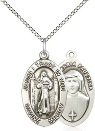[4123DMSS/18SS] Sterling Silver Divine Mercy Pendant on a 18 inch Sterling Silver Light Curb chain