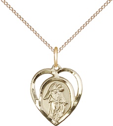 [4129GF/18GF] 14kt Gold Filled Guardian Angel Pendant on a 18 inch Gold Filled Light Curb chain